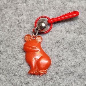 Vintage 1980s Plastic Bell Charm Red Frog For Charm Necklace
